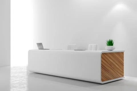 Reception white in the hall lobby interior Stock Illustration