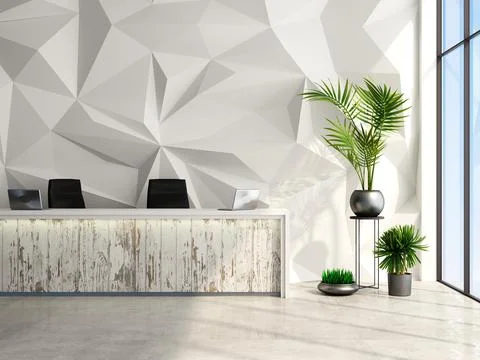 Reception white in the hall lobby interior Stock Illustration