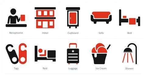 Receptionist, hotel, cupboard Stock Illustration