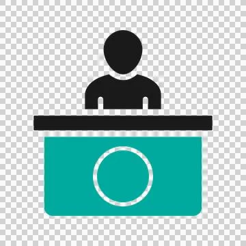 Receptionist icon at a front desk or customer service counter for business Stock Illustration