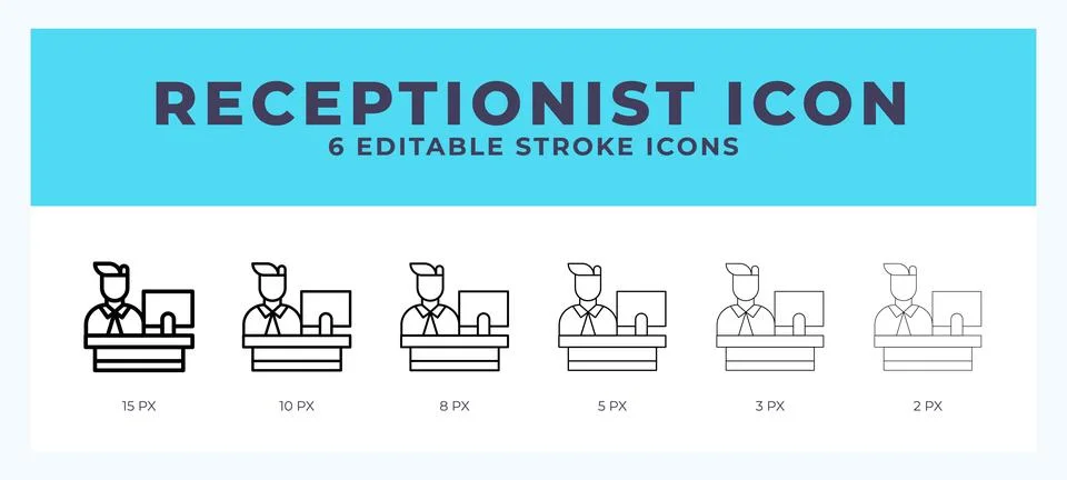 Receptionist icon vector illustration. With editable stroke for web. App an.. Stock Illustration