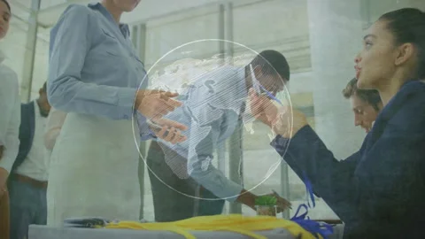 Receptionist scanning ID upon guest presenting pass at event desk with Stock Footage 313308083
