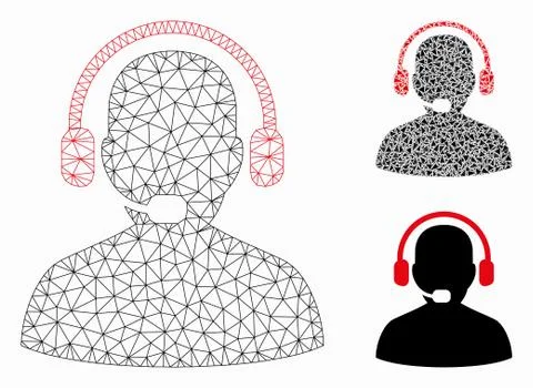 Receptionist Vector Mesh Network Model and Triangle Mosaic Icon Stock Illustration