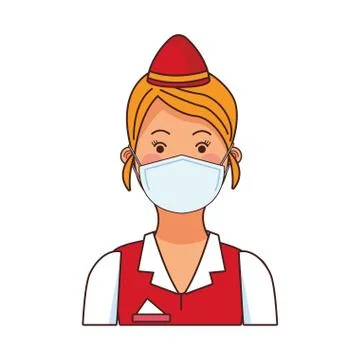 Receptionist worker profession using face mask 스톡 일러스트