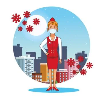 Receptionist worker profession using face mask Illustrazione stock