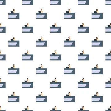 Receptionist working at desk in office pattern Stock Illustration
