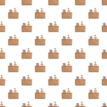 Receptionist working at desk pattern seamless background Stock Illustration