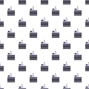 Receptionist working at desk seamless pattern Stock Illustration