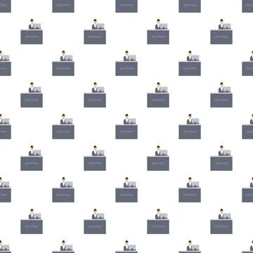 Receptionist working at desk seamless pattern イラスト素材