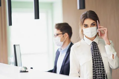 Receptionist working in a hotel Stock Photos