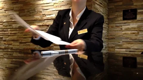 Receptionists making reservation for guest Video stock 46488261