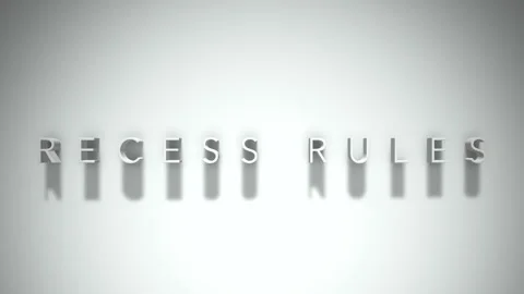 Recess rules 3D title animation white text on a white background Stock Footage 299371000