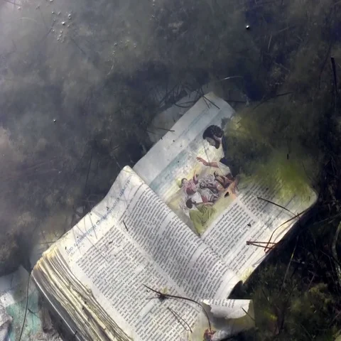 Recessed book on the beach. Stock Footage 69548036