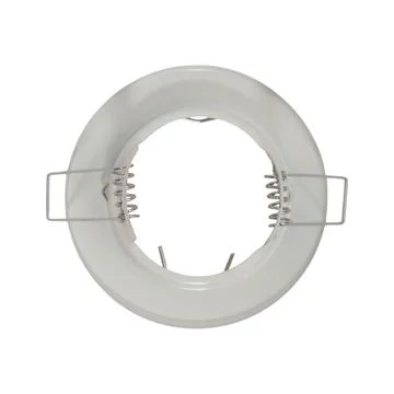 Recessed ceiling spotlight housing with spring clips for mounting. Circular.. Stock Photos