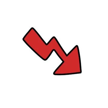 Recession arrow doodle icon, vector color illustration Stock Illustration