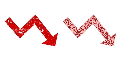 Recession Arrow Icon Recursion Mosaic and Grunge Textured Icon Stock Illustration