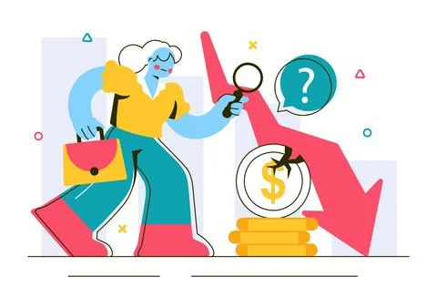 Recession Effects Vector Illustration Featuring the Impact on Economic Grow.. Stock Illustration