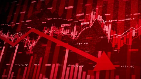 Recession Global Market Crisis Stock Red Price Drop Arrow Down Chart Fall Stock Footage