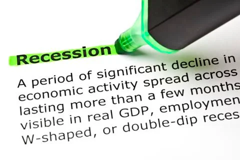 'recession' highlighted in green Stock Photos