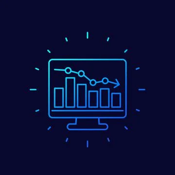 Recession or economic decline linear icon, vector Stock Illustration