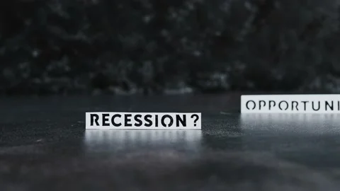 Recession or opportunity texts with focus switching between the two Stock Footage 201855641