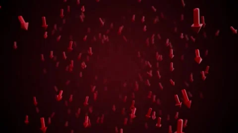 Recession Red Arrows on Dark Background Looped Video stock 265898247