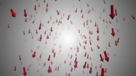 Recession Red Arrows on Light Background Looped Video stock 265898065