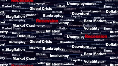 RECESSION Seamless Endless Keywords Animation, Background, Loop Vídeos de archivo 333452789