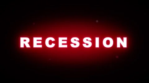 Recession text animation with red glowing light effect for financial news a.. Stock Footage 337564702