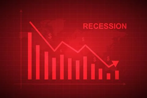 Recession vector illustration Graph showing Global Recession due economic crisis Stock-Illustration