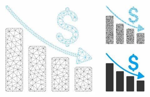 Recession Vector Mesh 2D Model and Triangle Mosaic Icon 库存插图