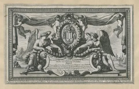 RECEVIL DES PLVS BEAVX EDIFICES, ET FRONTISPICES DES EGLIZES DE PARIS Auth... Stock Photos