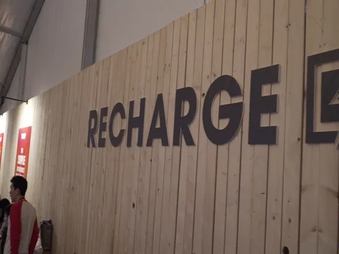Recharge sign mobile charge smooth dolly pan Stock Footage 78609633