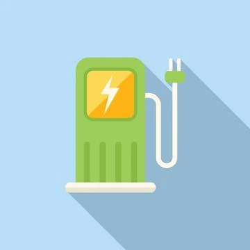 Recharge station icon flat vector. Eco factory Illustrazione stock