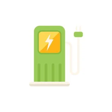 Recharge station icon flat vector. Eco factory イラスト素材