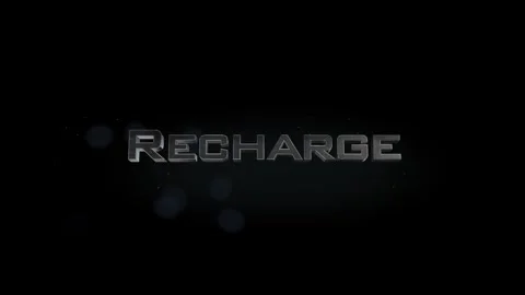 Recharge title 3D metal text on black al... | Stock Video | Pond5