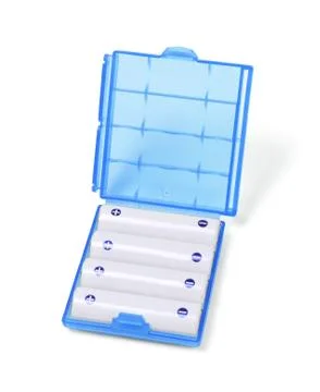 Rechargeable Batteries in Plastic Container Stock Photos