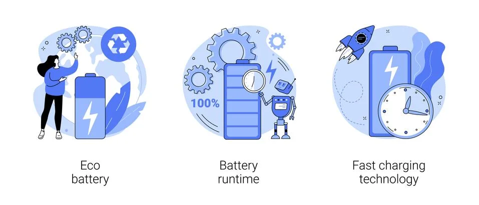 Rechargeable battery abstract concept vector illustrations. Stock Illustration