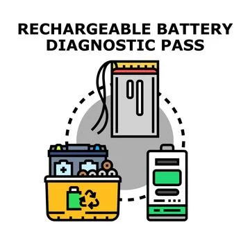 Rechargeable battery diagnostic lifecycle testing and usage Stock Illustration