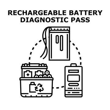 Rechargeable battery diagnostic lifecycle testing and usage Stock Illustration