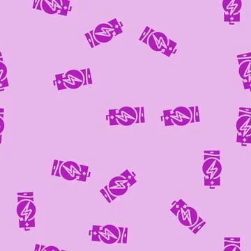Rechargeable battery glyph vector seamless pattern Stockillustratie