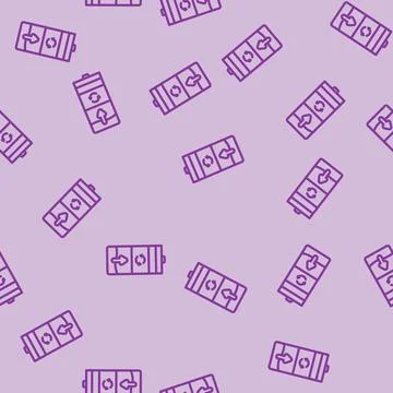 Rechargeable battery line vector seamless pattern Illustrazione stock
