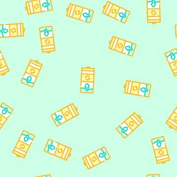 Rechargeable battery vector seamless pattern Stock Illustration