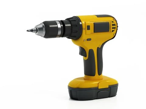 Rechargeable cordless drill isolated on white background. 3D illustration Stock Illustration