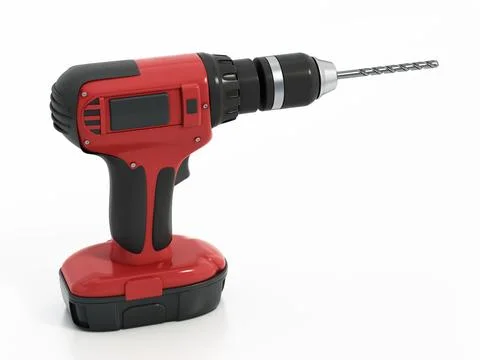 Rechargeable cordless drill isolated on white background. 3D illustration Stock Illustration