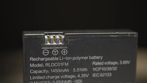 Rechargeable li-ion polymer battery made in China for action camera and sma.. Stock Footage 270191489
