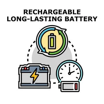 Rechargeable long lasting battery power cycle concept Stock Illustration