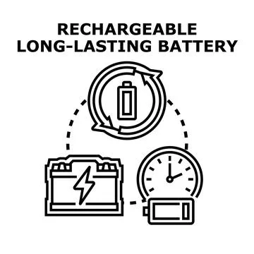 Rechargeable long lasting battery power cycle concept Stock Illustration