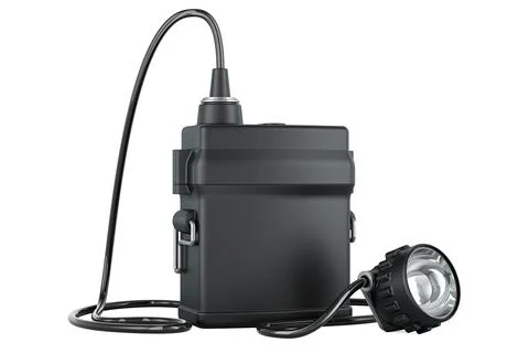 Rechargeable Mining Headlamp. Miners Cap Lamp, 3D rendering Stock Illustration