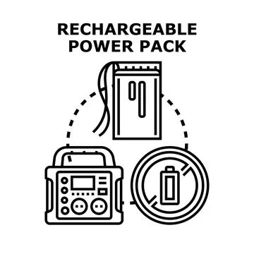 Rechargeable power pack concept with portable energy station Stock Illustration